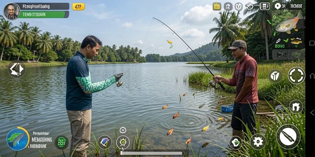 Tangkapan besar dalam permainan Fishing yang penuh warna.