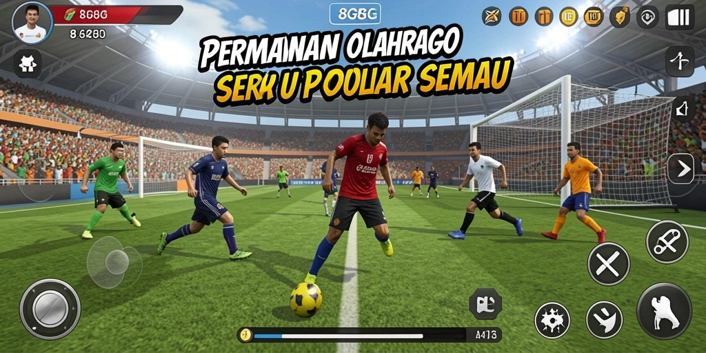 Tampilan gameplay seru dalam permainan olahraga 8G8G.