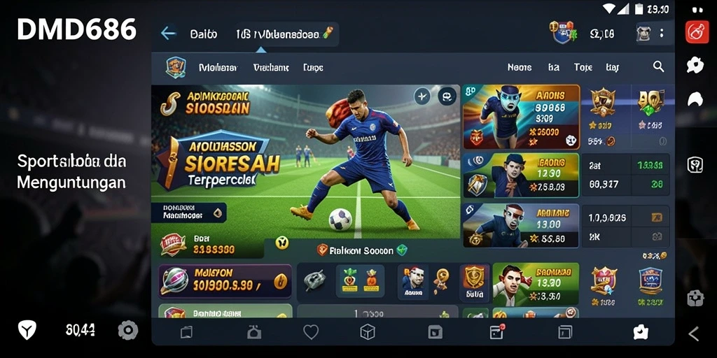 Tampilan antarmuka pengguna DMD686 untuk pengalaman taruhan olahraga.