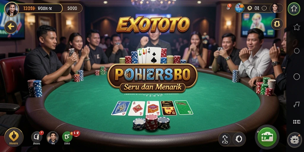 Tangkapan layar EXOTOTO menampilkan pengalaman bermain poker yang seru.