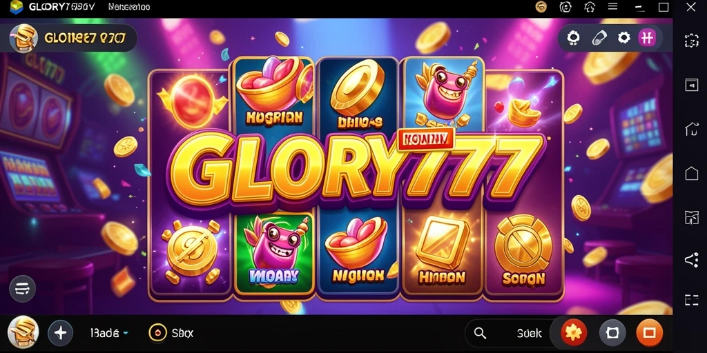 Tampilan gameplay Slot GLORY777 yang mendebarkan dan penuh warna.
