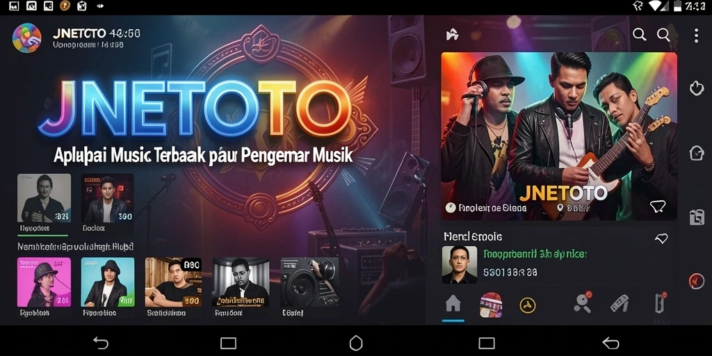 Screenshot JNETOTO menunjukkan antarmuka aplikasi musik yang menarik.