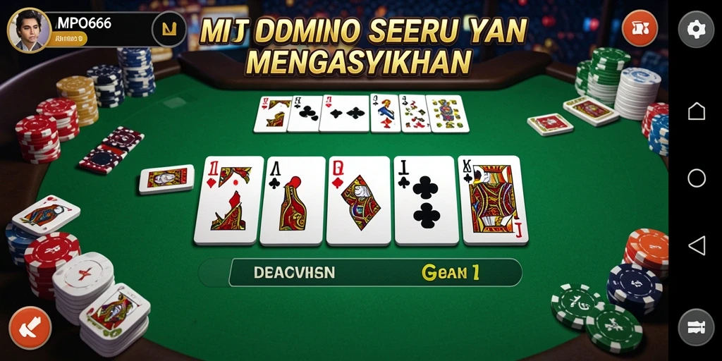 Tampilan gameplay seru dari MPO666 yang menampilkan kartu Domino.