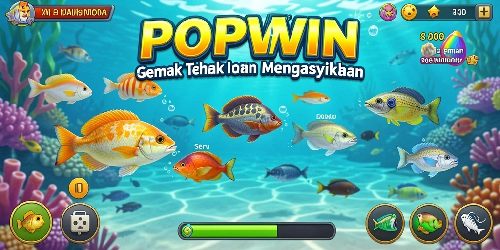 Tangkapan layar gameplay <strong>POPWIN</strong> dengan aksi menembak ikan yang seru.